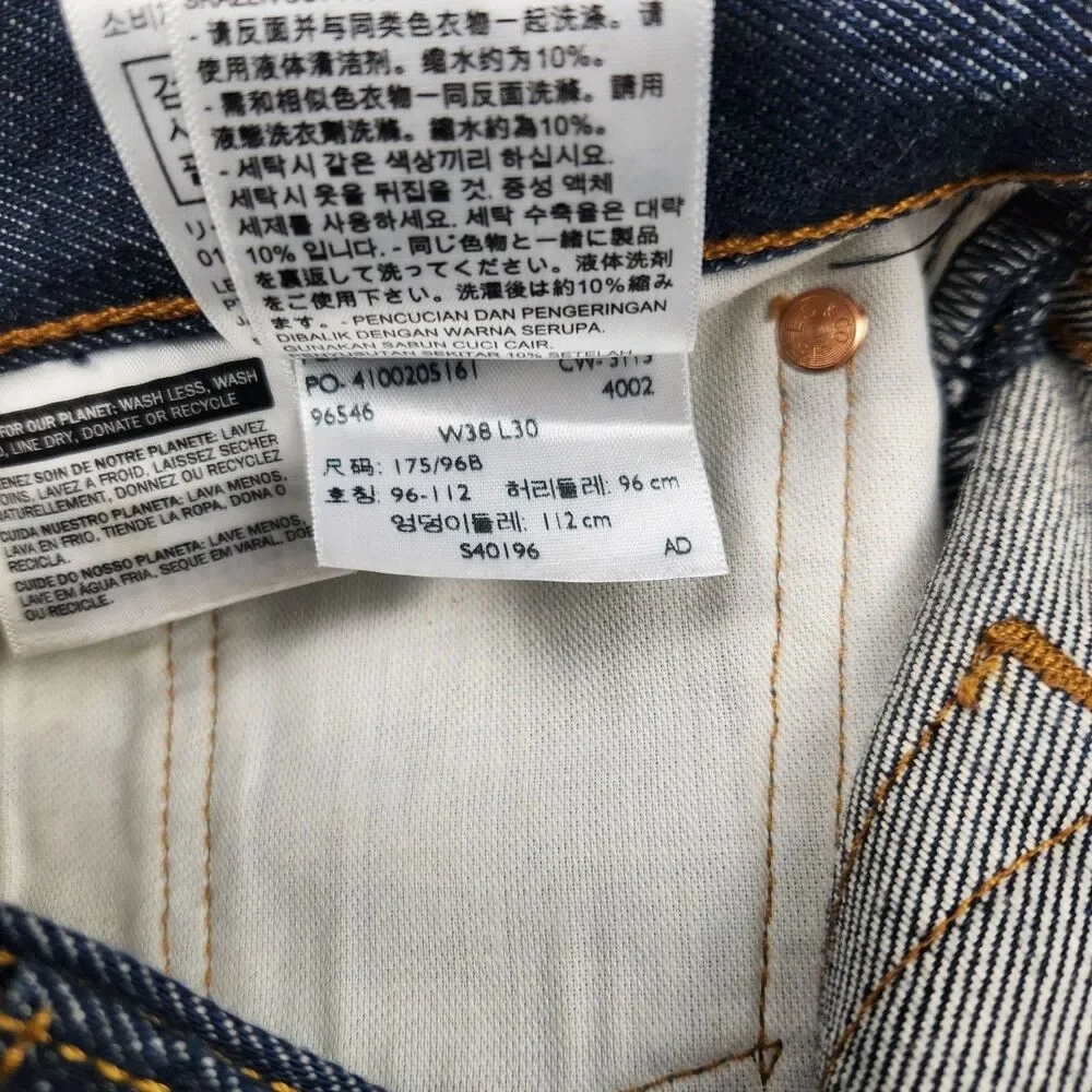 Levis 501XX Jeans Mens 38x30 Dark Wash Button-Fly Shrink-to-Fit Heavy Streetwear